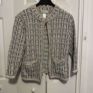 Alfred Dunner Black and Cream Tweed Blazer